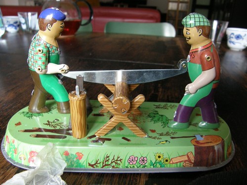 Blechspielzeug holzfäller aus - blechspielzeug,